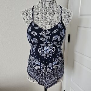 *LAST CHANCE!* No Boundaries Women's Navy Paisley Top